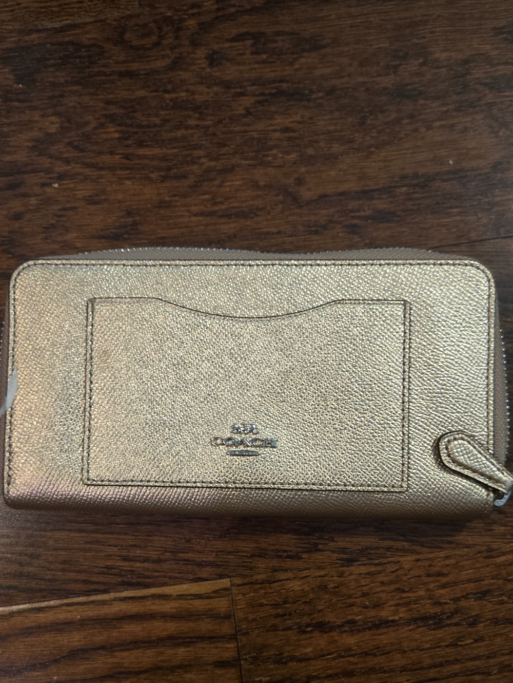Coach Metallic Rose Gold Zip Around Wallet